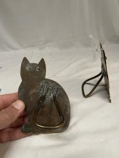 1900s Hand made cat brass books ends - 4116476