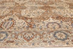 1900s Persian Kirman Brown Beige and Blue Handmade Wool Rug - 2447046