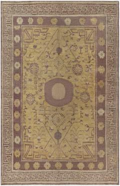 1900s Samarkand Khotan Yellow and Brown Handmade Wool Rug - 2447960