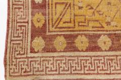 1900s Samarkand Khotan Yellow and Brown Handmade Wool Rug - 2447961