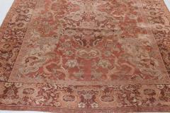 1900s Turkish Hereke Dusty Rose and Burgundy Handmade Wool Carpet - 2450416
