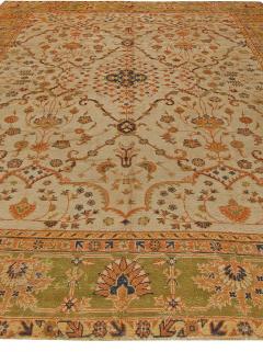 1900s Turkish Oushak Soft Camel and Orange with Floral Motifs Handwoven Wool Rug - 2451032