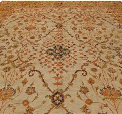 1900s Turkish Oushak Soft Camel and Orange with Floral Motifs Handwoven Wool Rug - 2451033