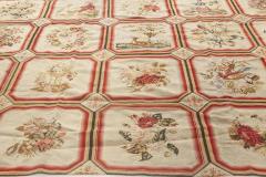 1900s White Beige Light Brown Green and Rose English Needlework - 2450095
