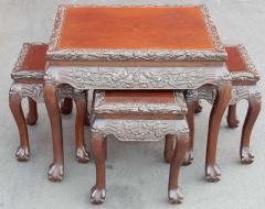 1920 1950 Play Table Mahjong China and Its Four Stools Palissandre - 2413790