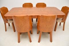 1920s Art Deco Burr Walnut Cloud Back Dining Table Chairs - 3114472
