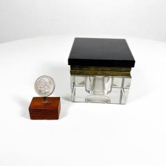 1920s Art Deco Inkwell Modern Beveled Solid Glass and Brass - 3131934
