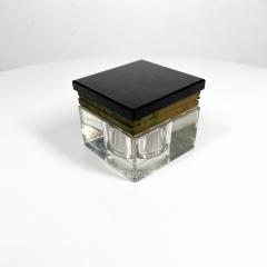 1920s Art Deco Inkwell Modern Beveled Solid Glass and Brass - 3131936