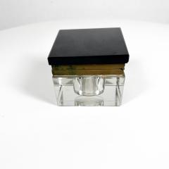 1920s Art Deco Inkwell Modern Beveled Solid Glass and Brass - 3131939