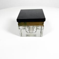 1920s Art Deco Inkwell Modern Beveled Solid Glass and Brass - 3131940