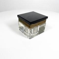 1920s Art Deco Inkwell Modern Beveled Solid Glass and Brass - 3131941