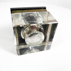 1920s Art Deco Inkwell Modern Beveled Solid Glass and Brass - 3131942