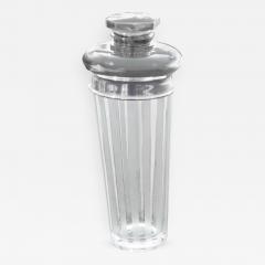 1920s Art Deco Sterling and Etched Crystal Cocktail Shaker - 270426
