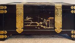 1920s Asian Dowry Blanket or Storage Chest Bronze Decorated J L George - 2976808