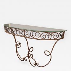 1920s French Gilded Metal Console with Glass Top - 286312