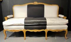 1920s French Settee Sofa or Canape One of Two in Gilt Wood Polished Cotton - 2937334