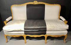 1920s French Settee Sofa or Canape One of Two in Gilt Wood Polished Cotton - 2937335
