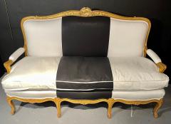 1920s French Settee Sofa or Canape One of Two in Gilt Wood Polished Cotton - 2937336