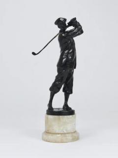 1920s Golf Player Harry Vardon Bronze Statue Richard Thuss Argentor Vienna - 4068006