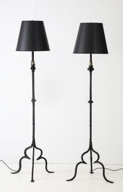 1920s Hammered Iron Tripod Italian Floor Lamps - 3990422