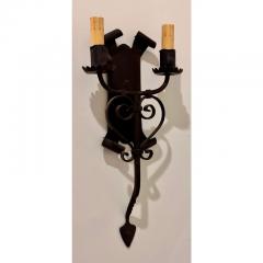 1920s Style Spanish Colonial Wrought Iron Wall Light Sconce - 3207938