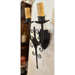 1920s Style Wought Iron Shield Back Spanish Light Sconce - 3207960