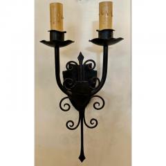 1920s Style Wought Iron Shield Back Spanish Light Sconce - 3207961