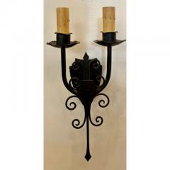 1920s Style Wought Iron Shield Back Spanish Light Sconce - 3207962
