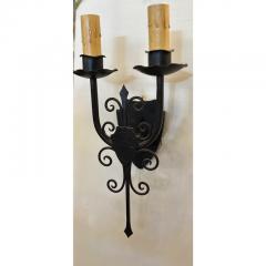 1920s Style Wought Iron Shield Back Spanish Light Sconce - 3207964