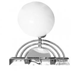 1930 s Art Deco Pair of Chrome and White Glass Globe Sconces - 189208