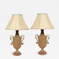 1930 s Hand Beaded Crystal Urn Form Table Lamps a Pair - 4596867