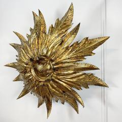 1930 s Spanish Gilt Sunburst Flush Mount Ceiling Light - 3414371