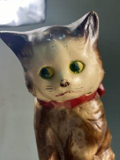 1930S CARNIVAL PRIZE CAT WITH GOLDFISH BOWL CHALKWARE FIGURINE - 3735824