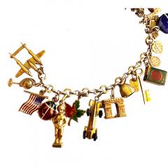 1930s 14K Charm Bracelet with 19 14K Charms - 3840750