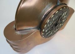 1930s Amsterdam School Rare Copper Mantel Clock with Mauthe Movement - 4251083