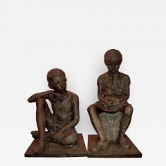 1930s Antique Lifesize Brother and Sister Sculptures in Bronze Finish - 339804