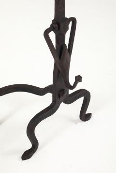 1930s Art And Crafts Abstract Large Iron Andirons - 4348698