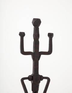 1930s Art And Crafts Abstract Large Iron Andirons - 4348699