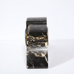 1930s Art Deco Streamlined Neoclassical Figurative Exotic Marble Bronze Clock - 4231334