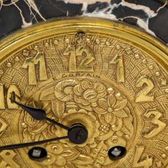1930s Art Deco Streamlined Neoclassical Figurative Exotic Marble Bronze Clock - 4231340
