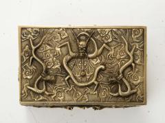 1930s Chinese Solid Brass Dragon Jewelry Box - 3995058