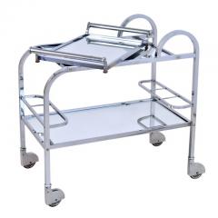 1930s Chromed Art Deco Bar Cart with Covered Wheels and Removable Mirrored Tray - 2779829