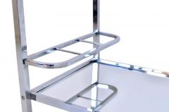 1930s Chromed Art Deco Bar Cart with Covered Wheels and Removable Mirrored Tray - 2779838