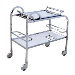 1930s Chromed Art Deco Bar Cart with Covered Wheels and Removable Mirrored Tray - 2779885