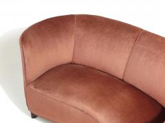 1930s Danish Deco Curved Sofa in Original Pink Mohair - 4420976