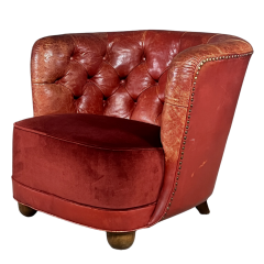 1930s Danish pair of exceptional leather tufted club chairs - 4510208