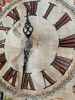 1930s EMBROIDERED WALL CLOCK IN WOOD AND GLASS CASE - 4281362