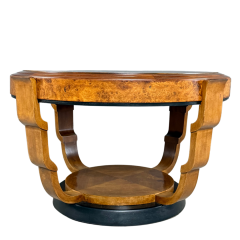 1930s European round 38 Art Deco fruitwood coffee table - 4196574