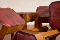 1930s French Oak and Leather Stool - 4612204