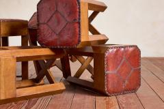 1930s French Oak and Leather Stool - 4612205